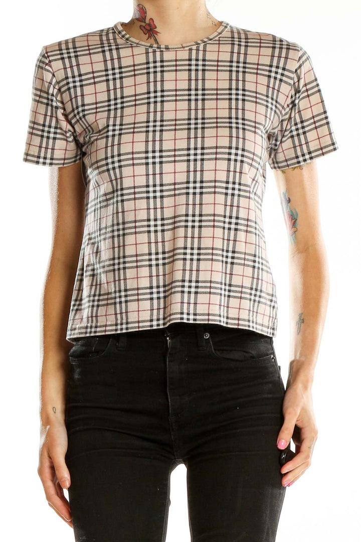 Beige Checkered Top