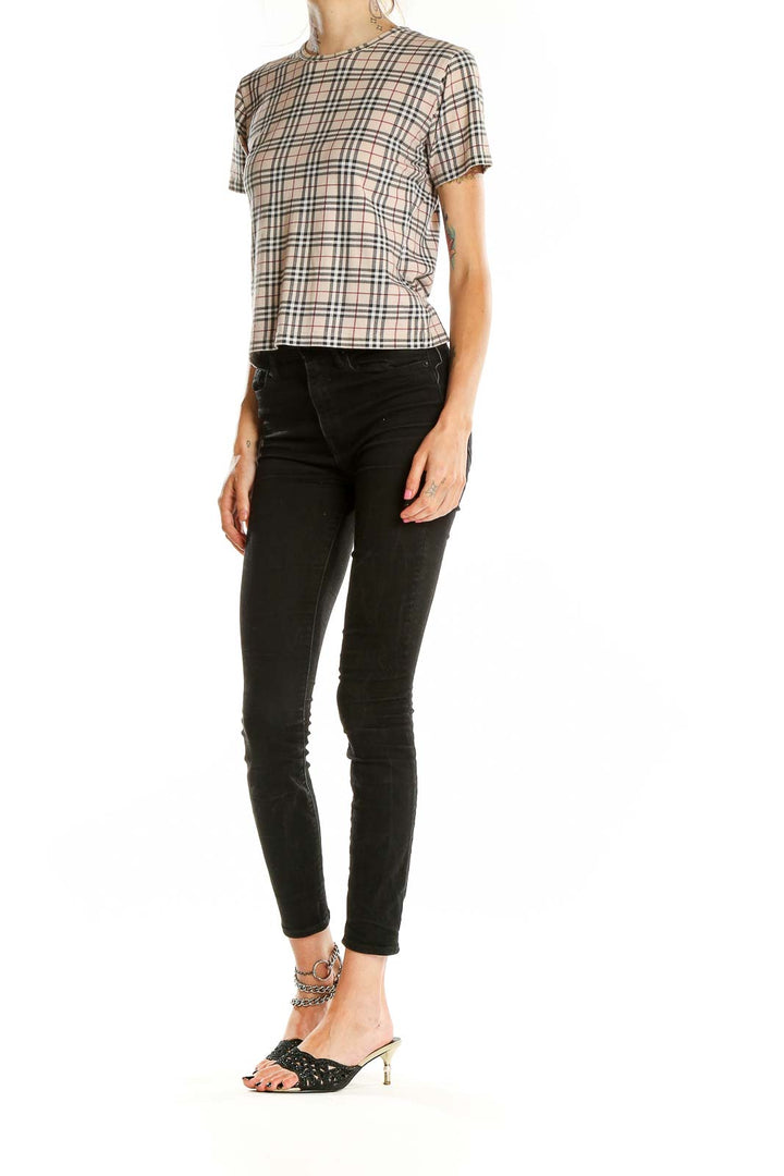 Beige Checkered Top