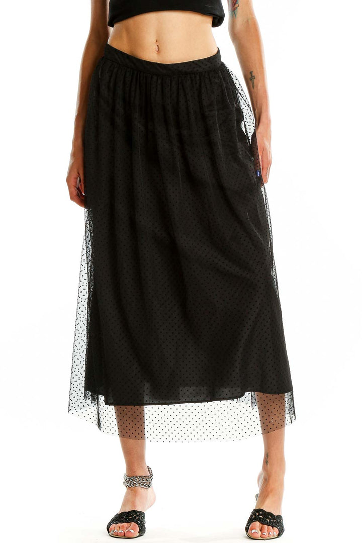 Black Polka Dot Mesh Tulle Skirt