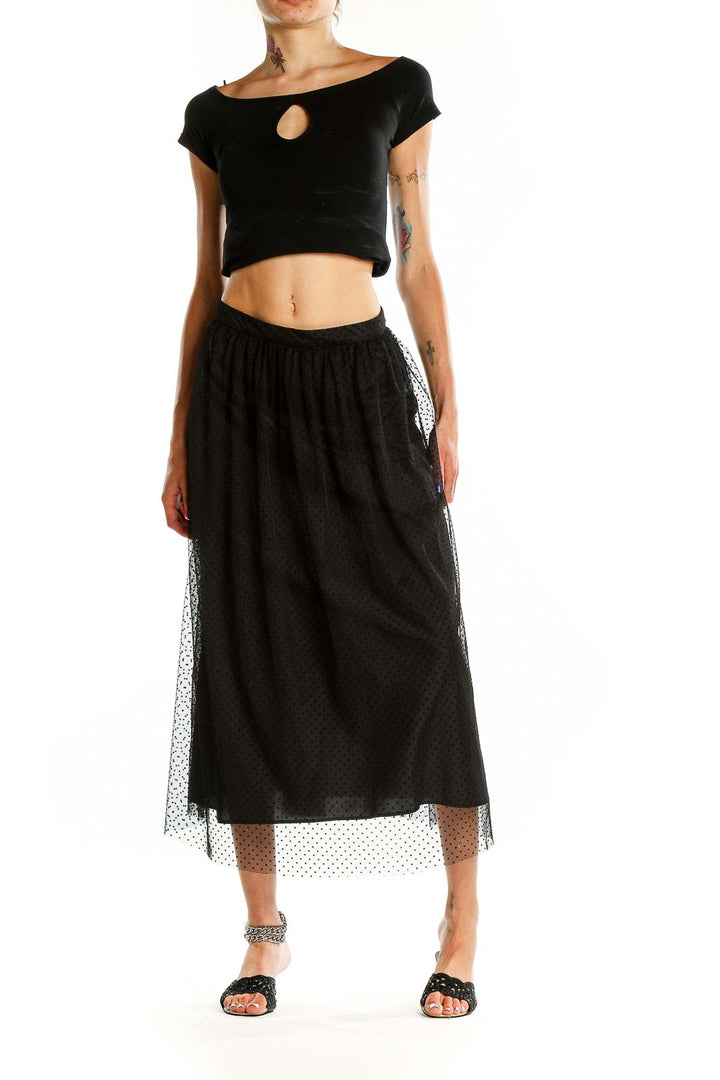Black Polka Dot Mesh Tulle Skirt
