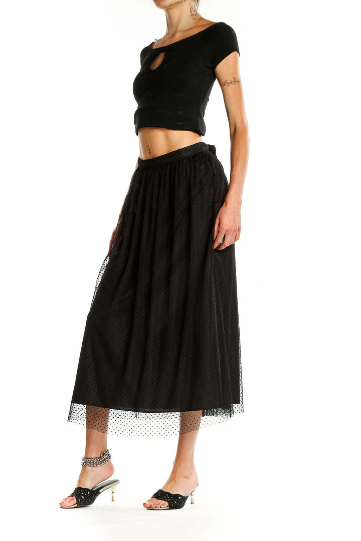 Black Polka Dot Mesh Tulle Skirt
