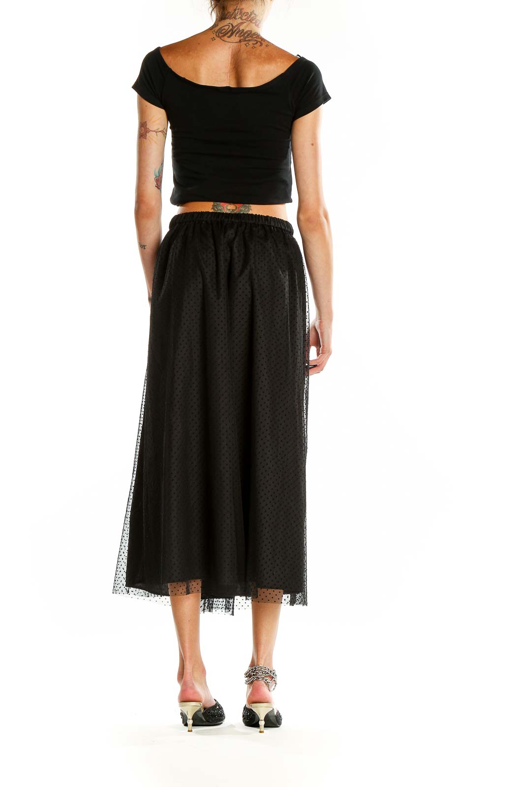 Black Polka Dot Mesh Tulle Skirt