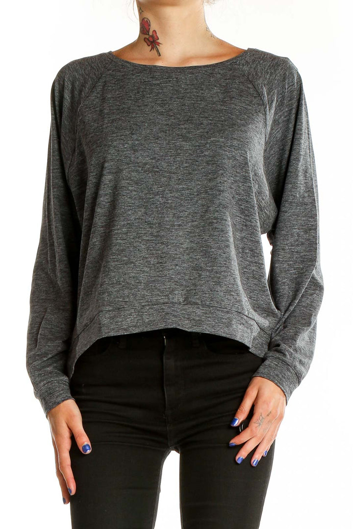 Gray Long Sleeve Activewear Top