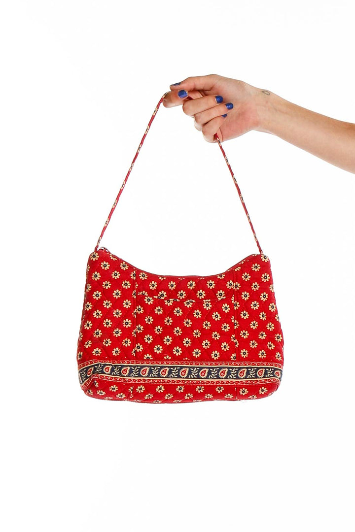 Red Quilted Printed Baguette