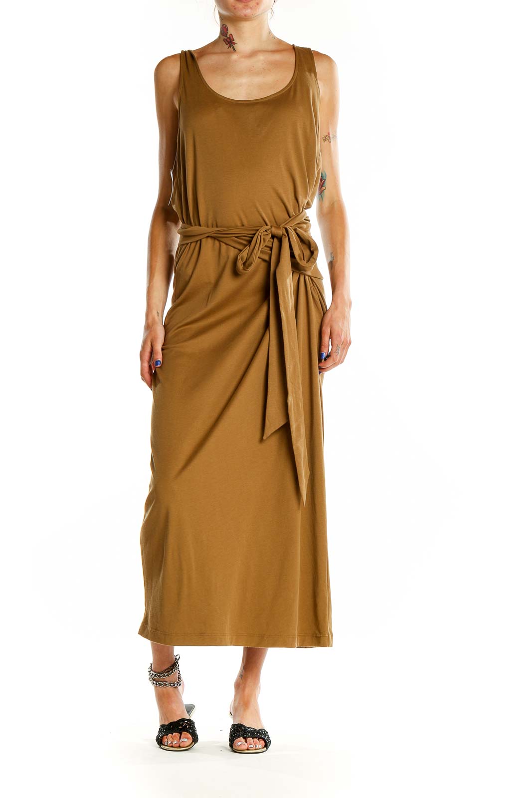 Brown Column Dress