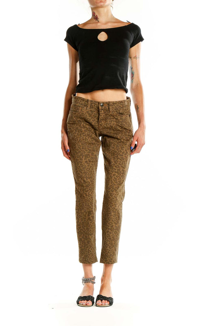 Brown Animal Print Skinny Jeans