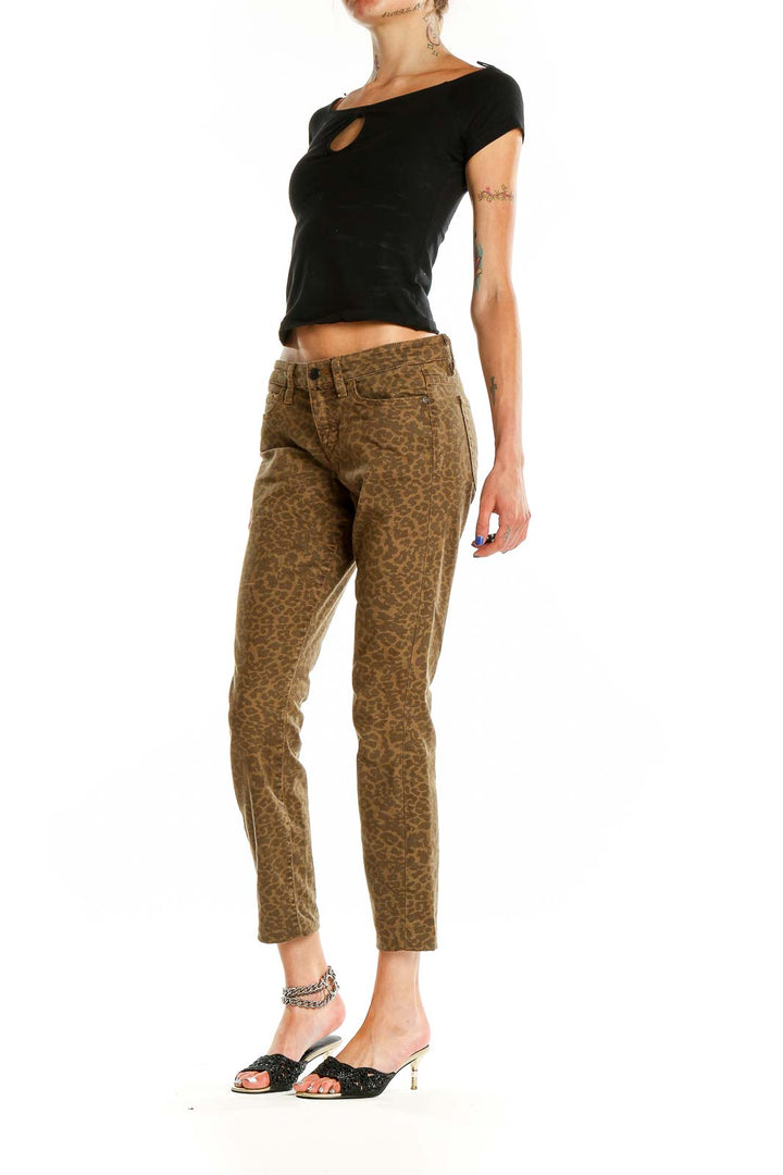 Brown Animal Print Skinny Jeans