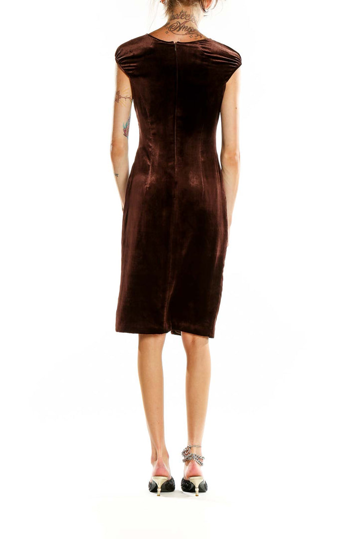 Brown Velour Chic Sheath Dress