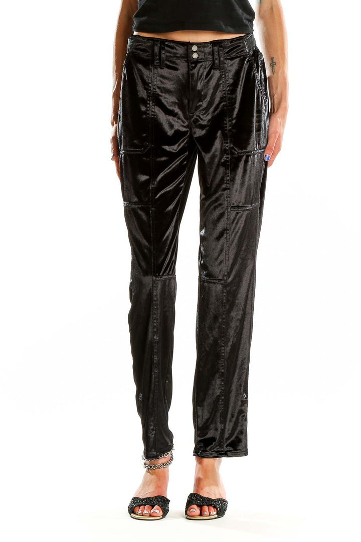 Black Textured Pant