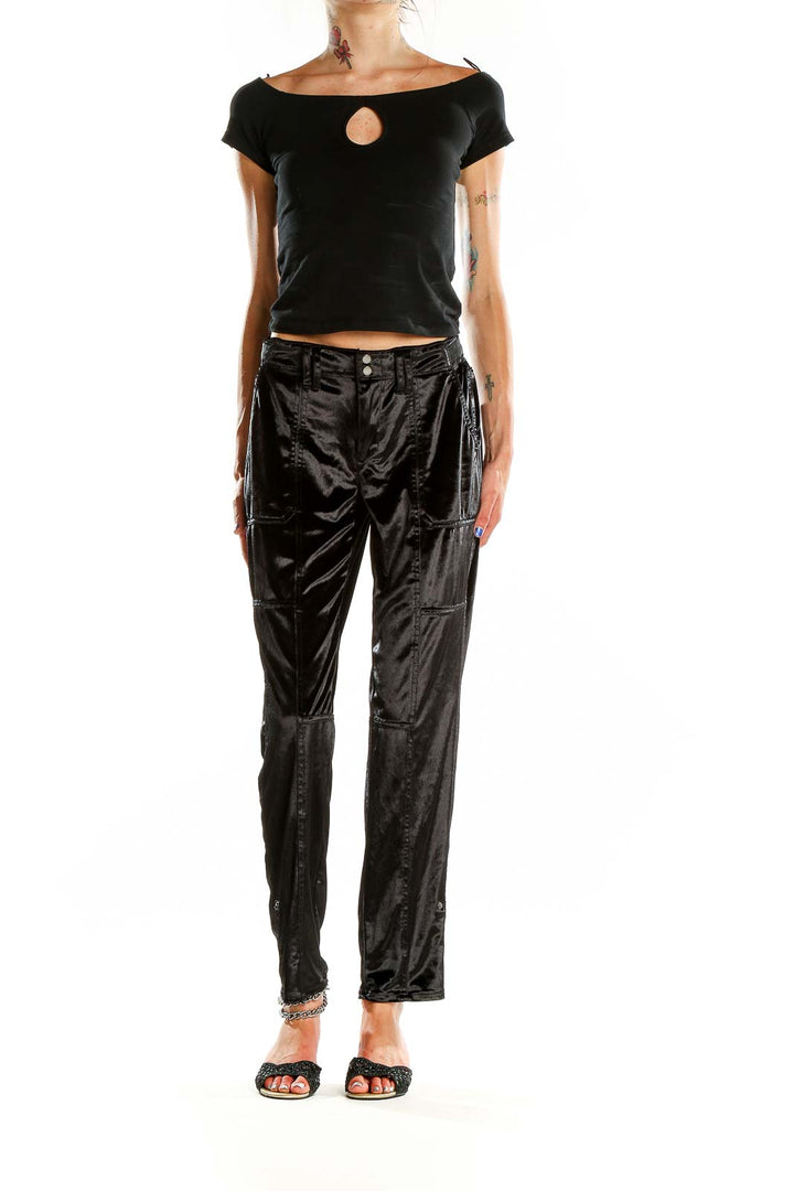 Black Textured Pant