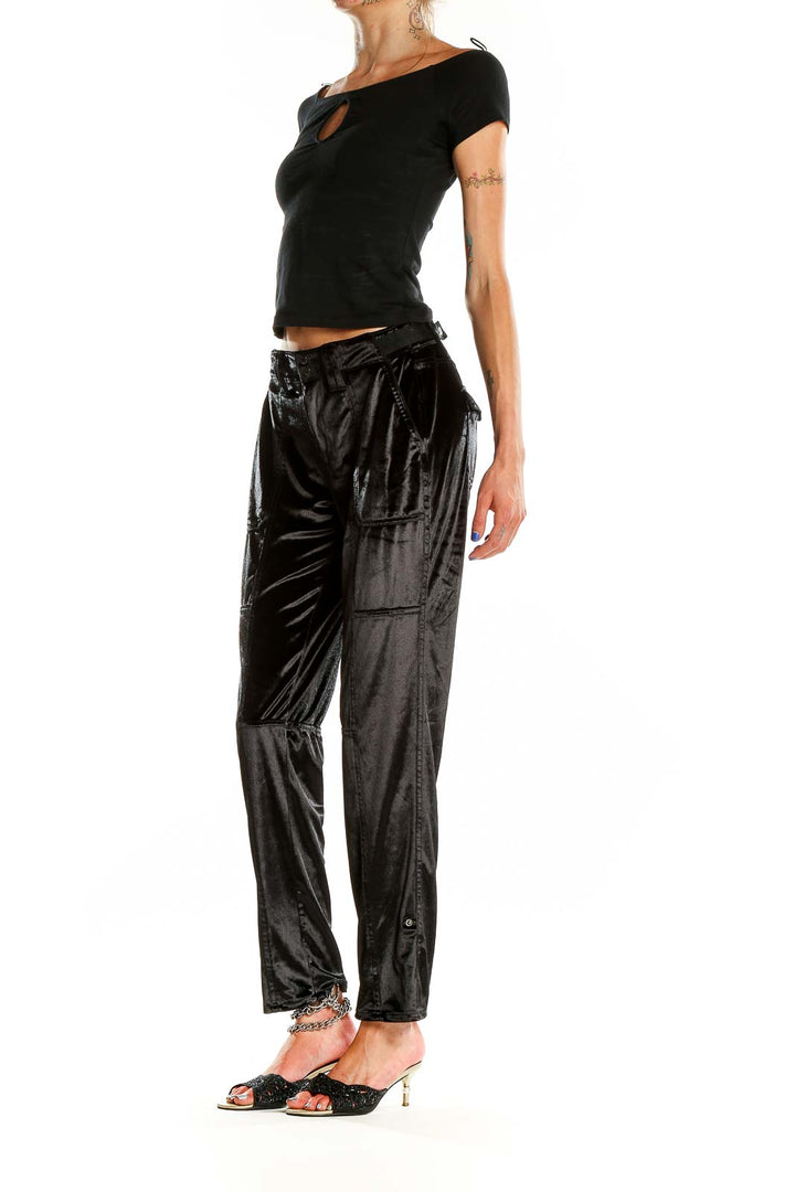 Black Textured Pant