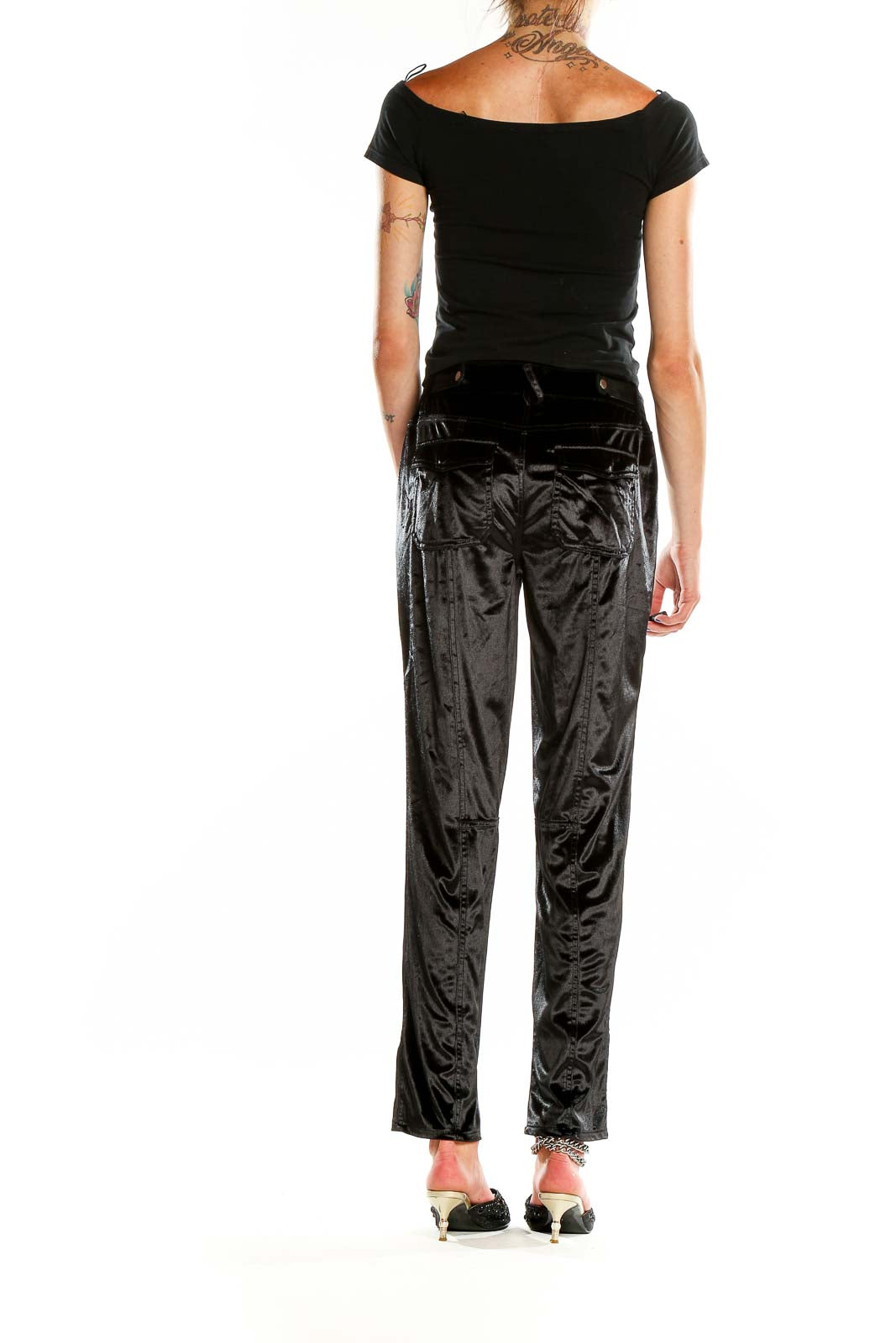 Black Textured Pant