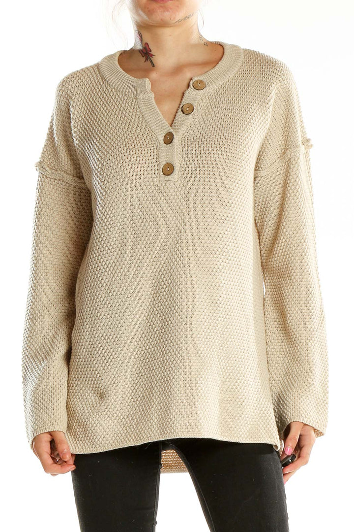 Beige Textured Sweater