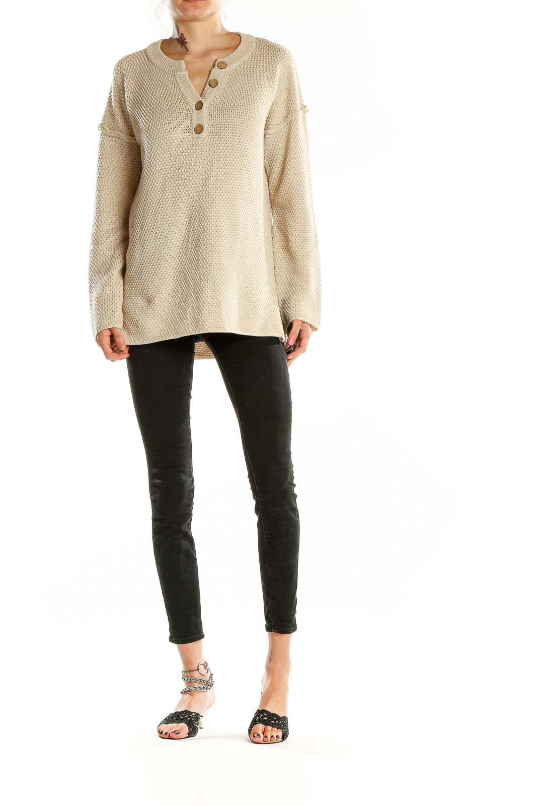 Beige Textured Sweater