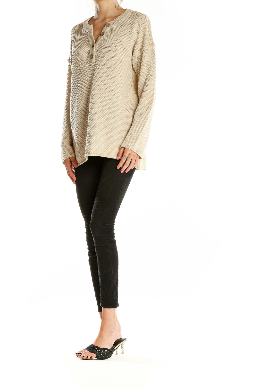 Beige Textured Sweater