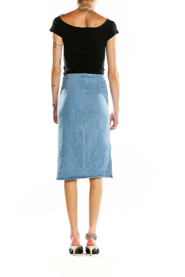 Blue Denim Solid Skirt