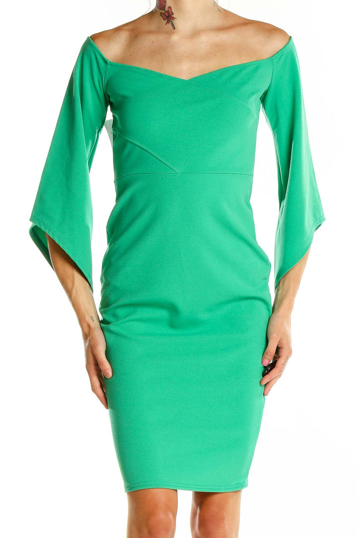 Green Off Shoulder Cocktail Dress