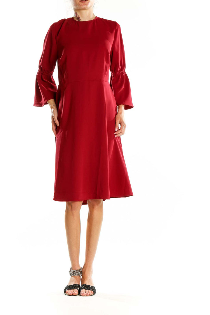 Red Bell Sleeve Flare Dress