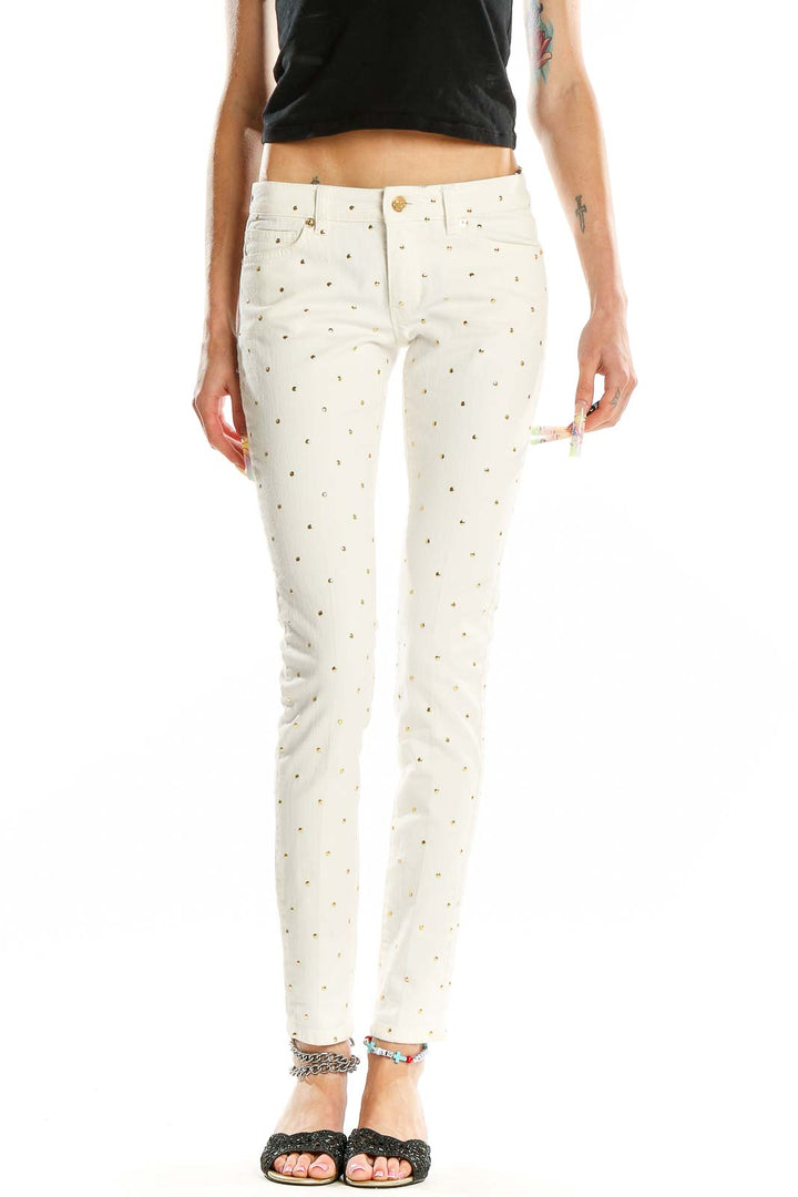 White Polka Dot Skinny Jeans