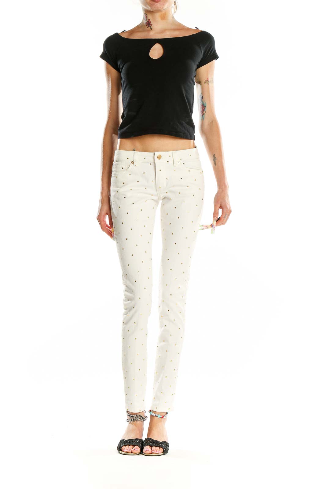 White Polka Dot Skinny Jeans