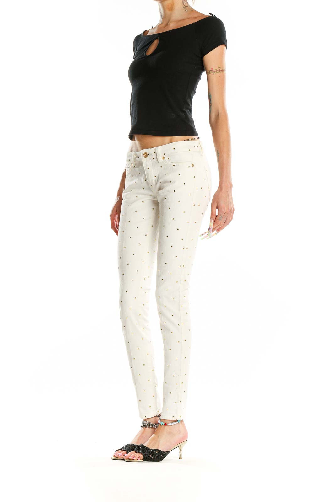 White Polka Dot Skinny Jeans