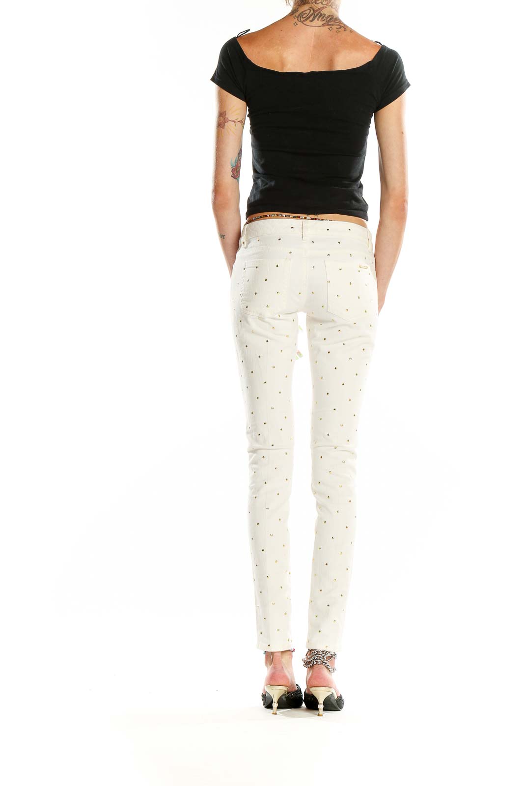 White Polka Dot Skinny Jeans