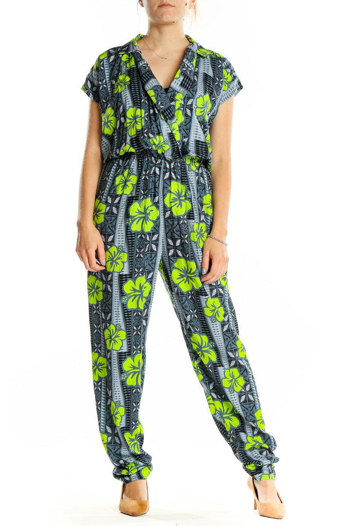 Green Gray Floral Jumpsuit