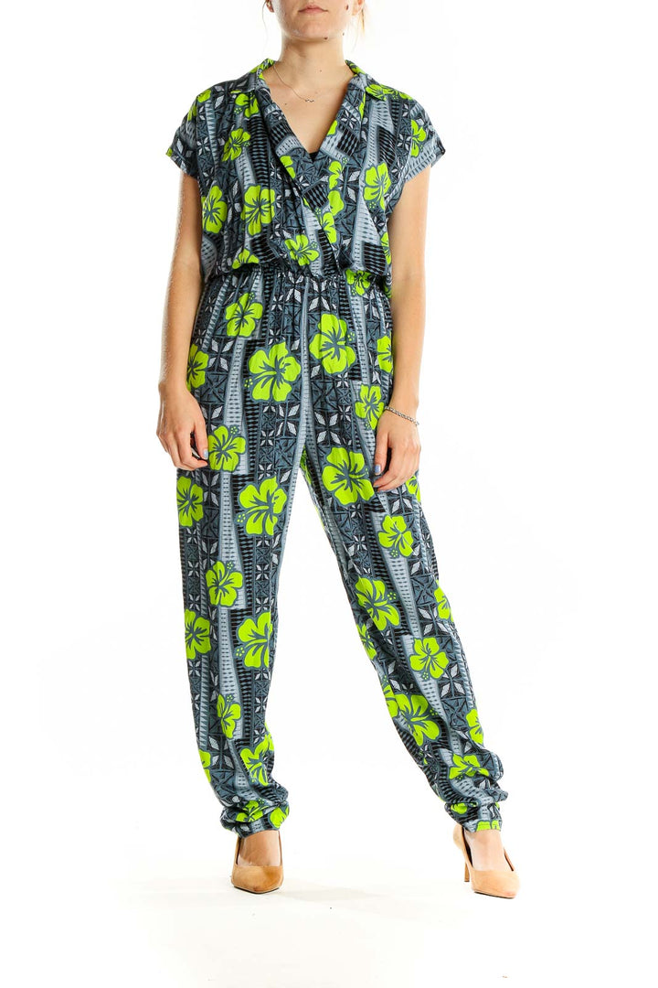 Green Gray Floral Jumpsuit