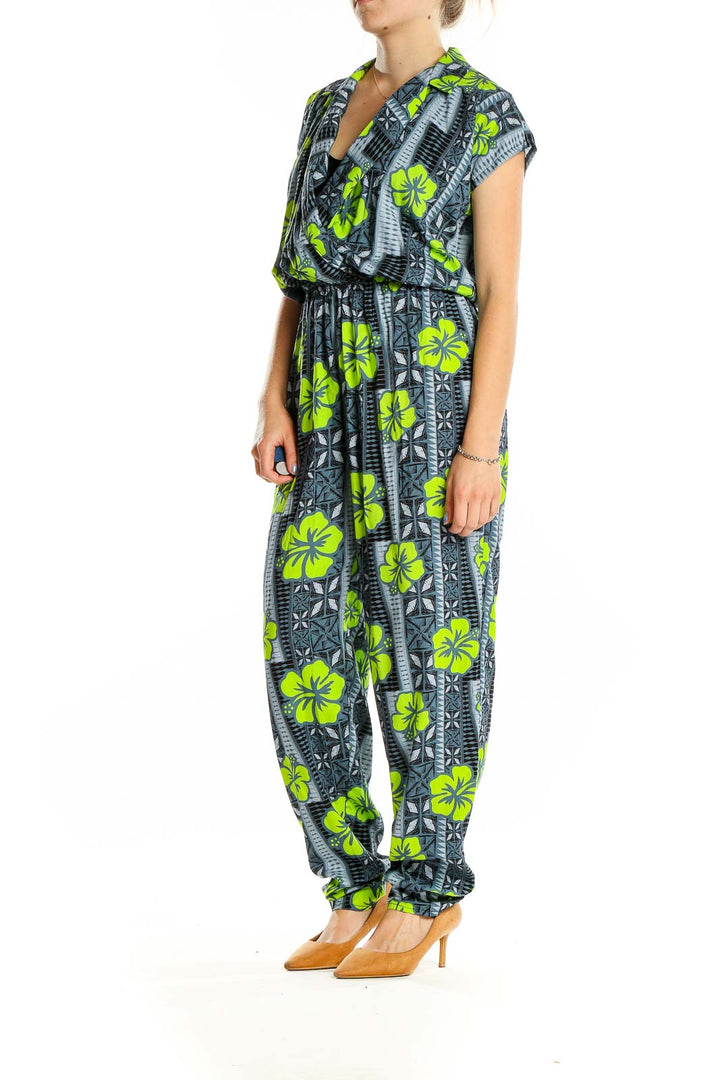 Green Gray Floral Jumpsuit