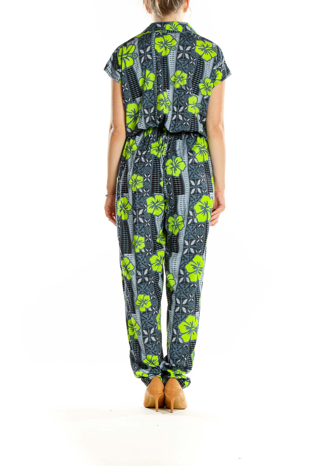 Green Gray Floral Jumpsuit