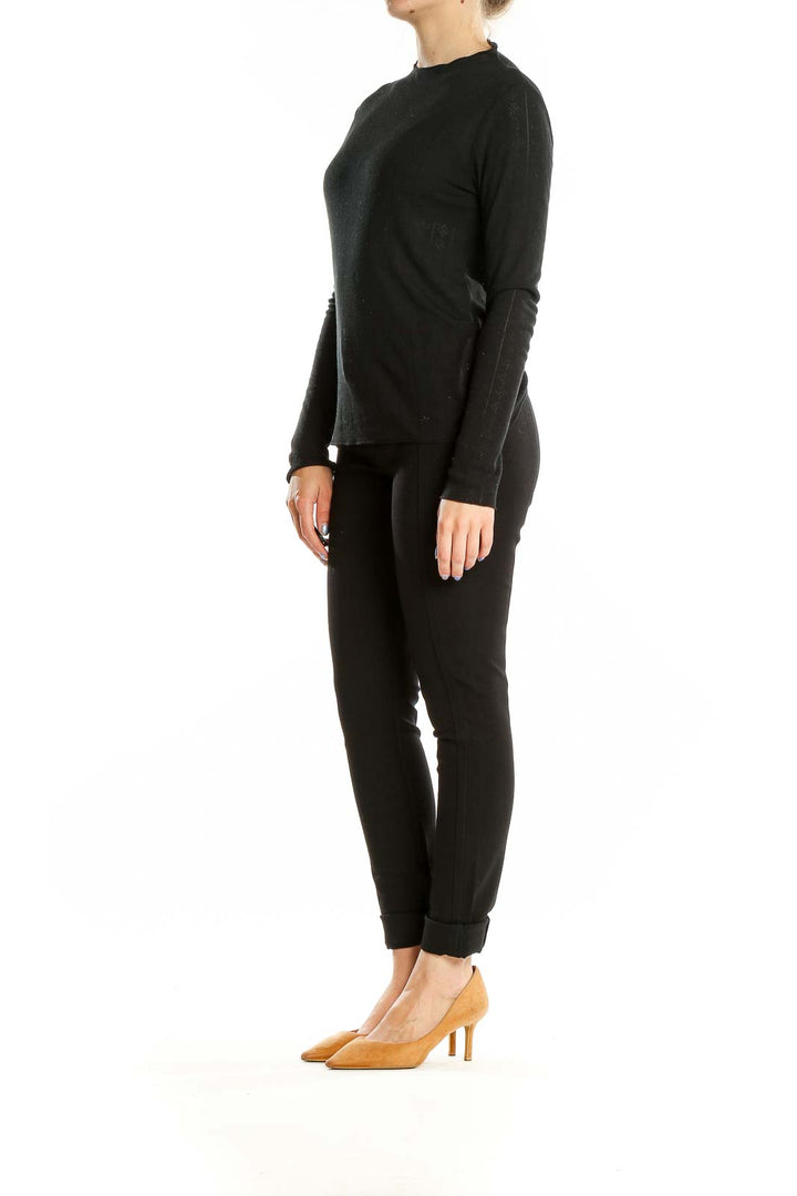 Black Long Sleeve Textured Top