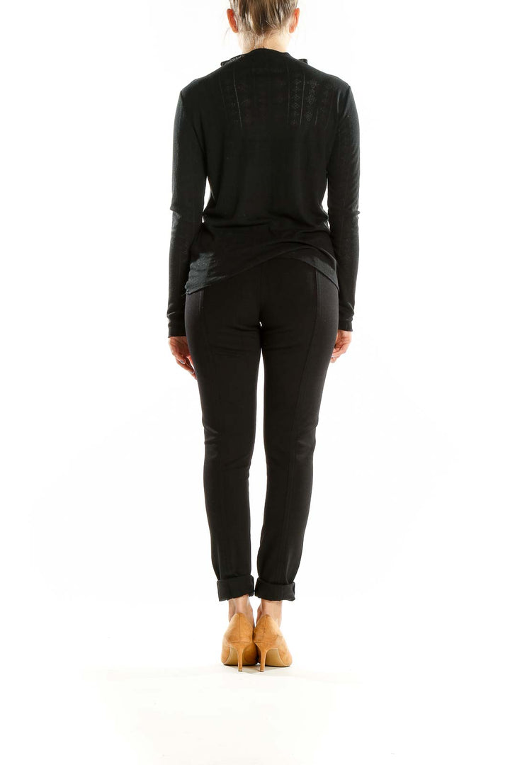 Black Long Sleeve Textured Top