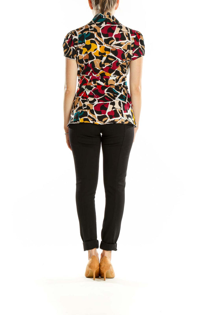 Back view of Diane von Furstenberg multicolor abstract print silk blouse