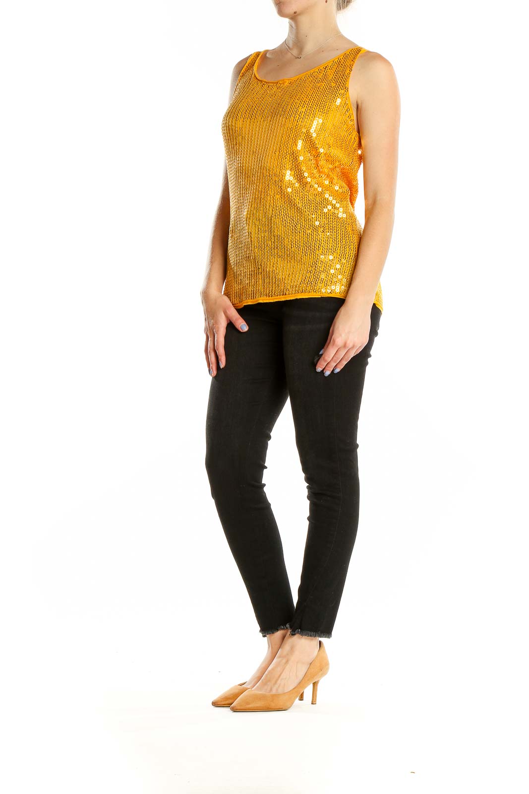 Yellow Sequin Tank Top