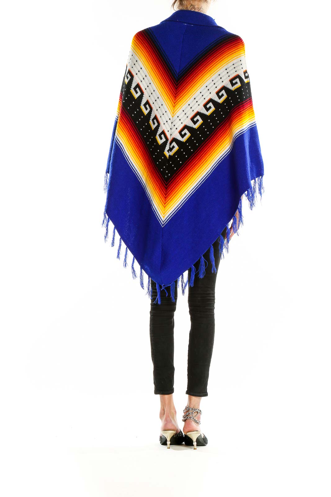 Blue Multicolor Fringe Shawl