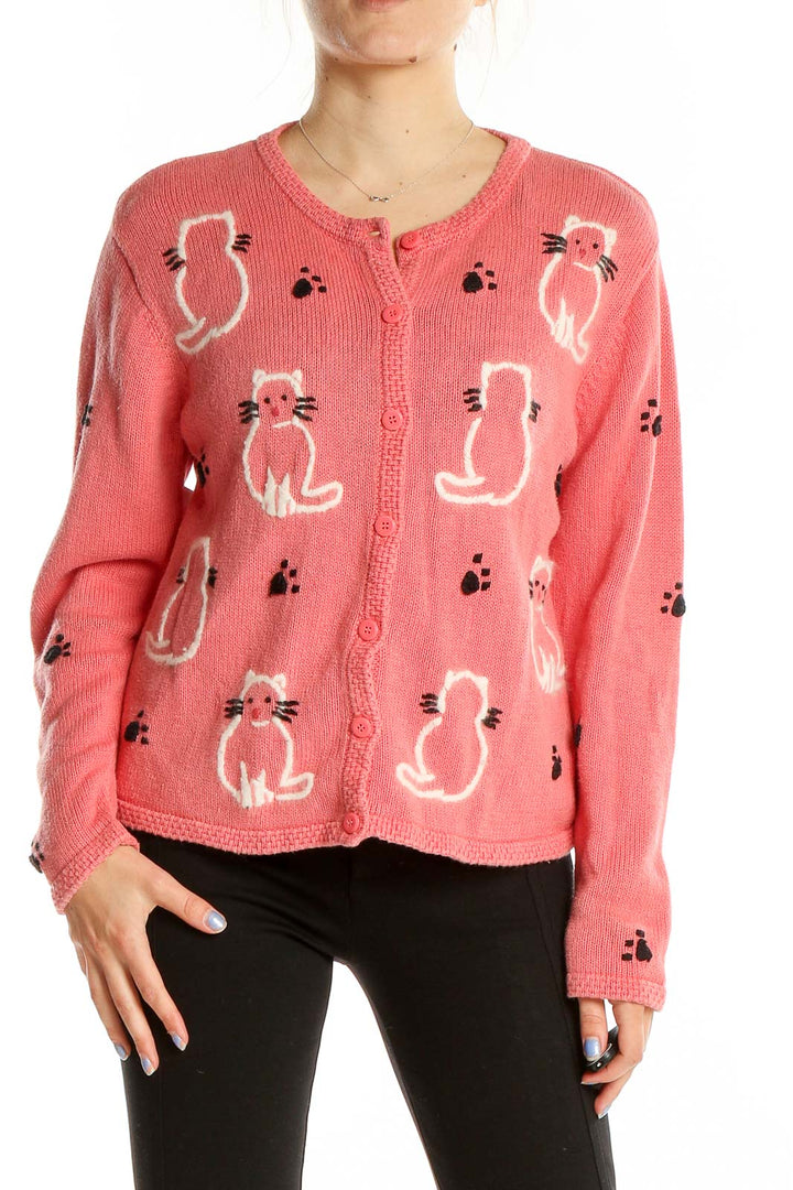 Pink Embroidered Cardigan