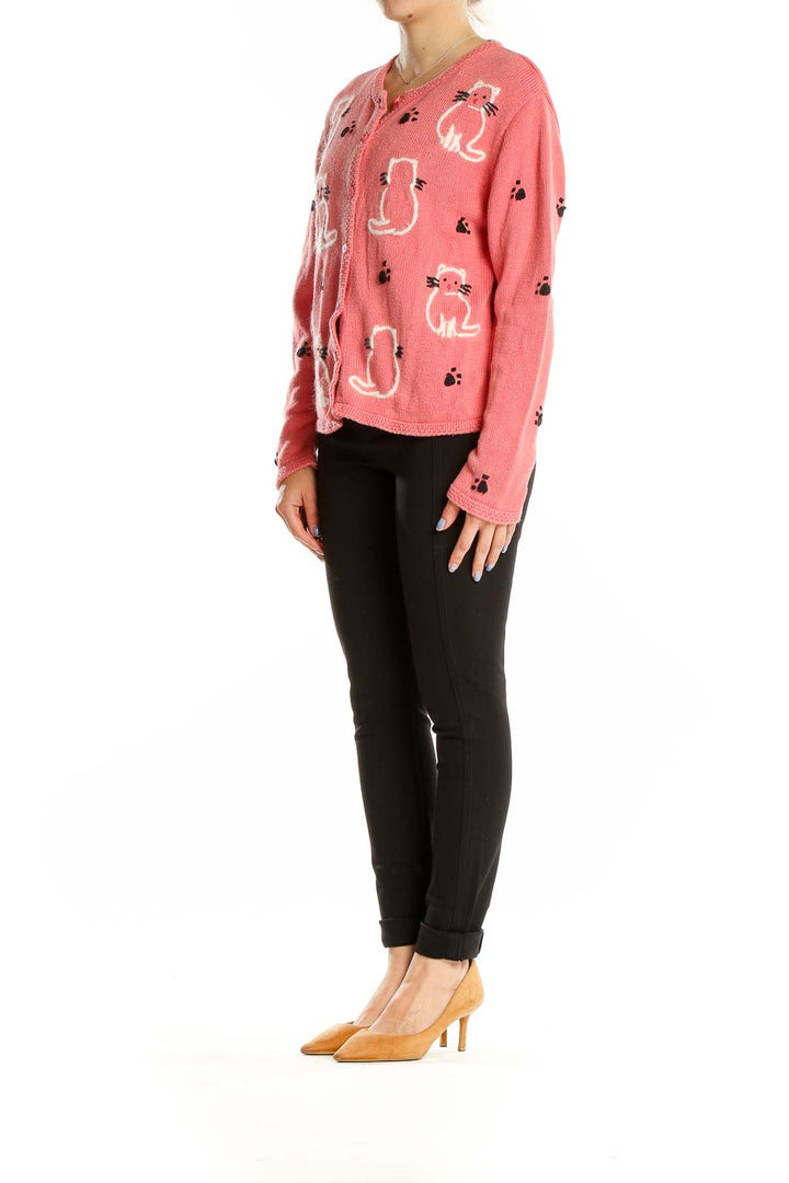 Pink Embroidered Cardigan