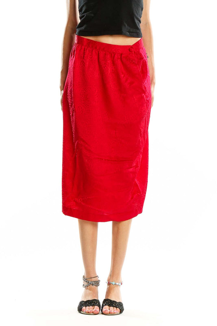 Red Vintage Silk Skirt