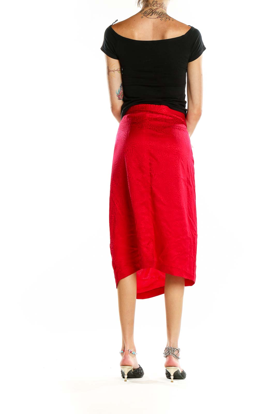 Red Vintage Silk Skirt