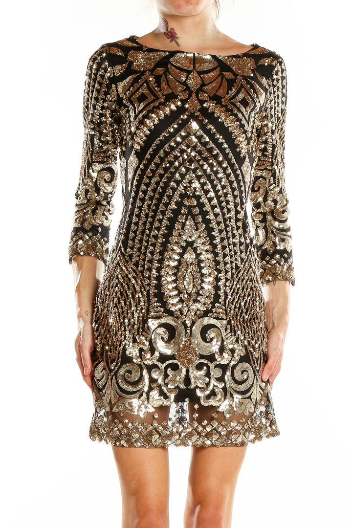 Gold Party Sequin Cocktail Dress