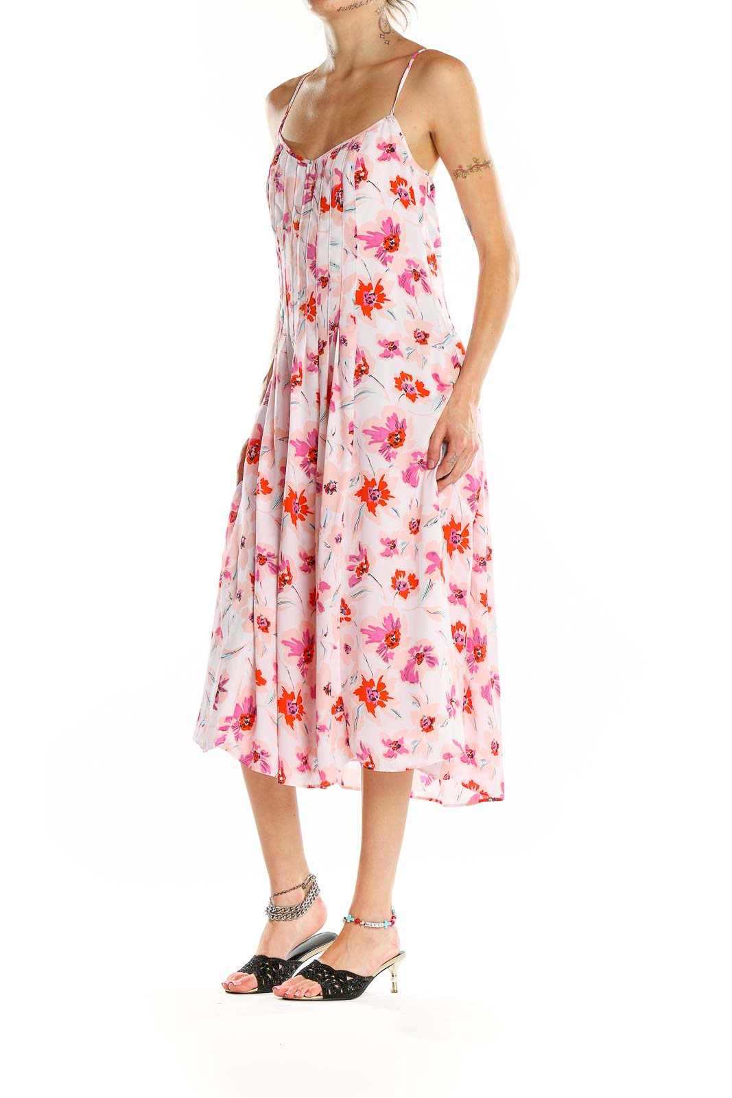 Pink Flare Floral Dress