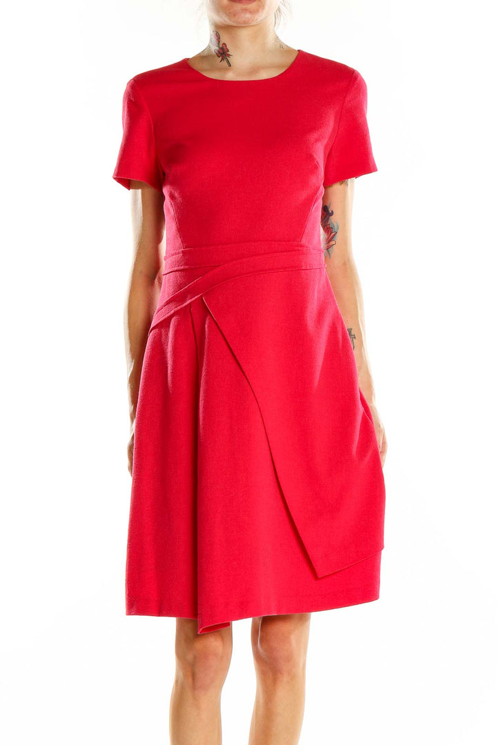 Red Flare Solid Dress