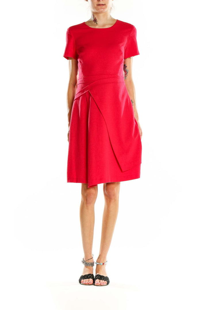 Red Flare Solid Dress