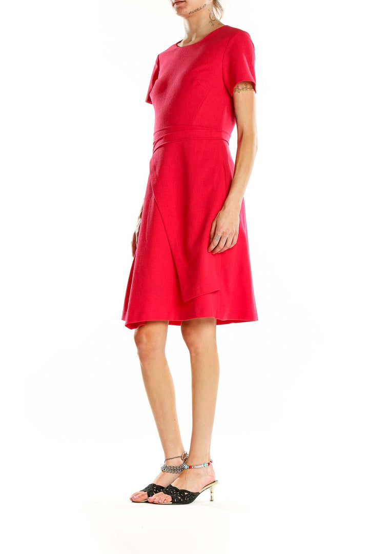 Red Flare Solid Dress