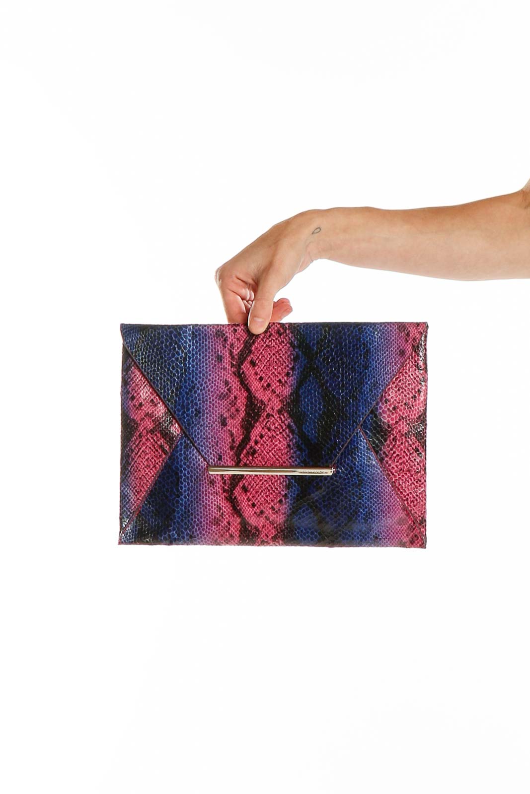 Pink Blue Animal Print Clutch