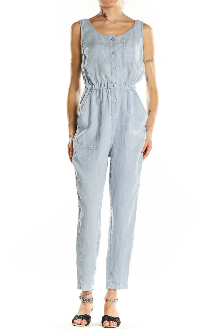 Blue Linen Jumpsuit