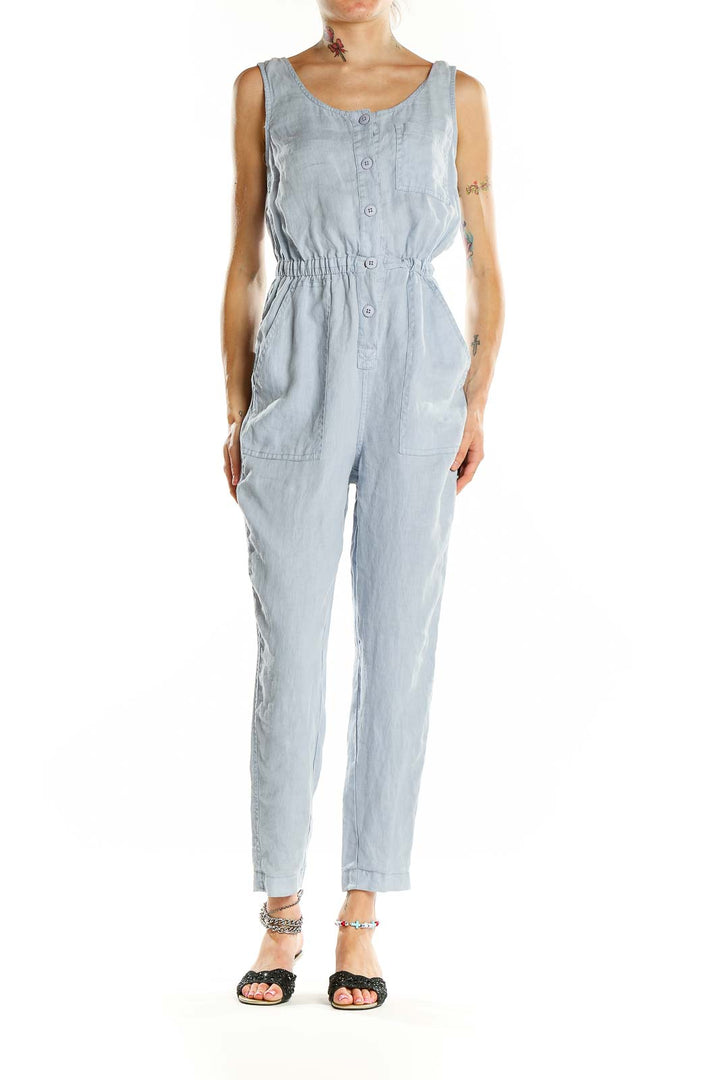 Blue Linen Jumpsuit