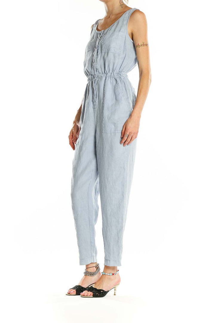 Blue Linen Jumpsuit