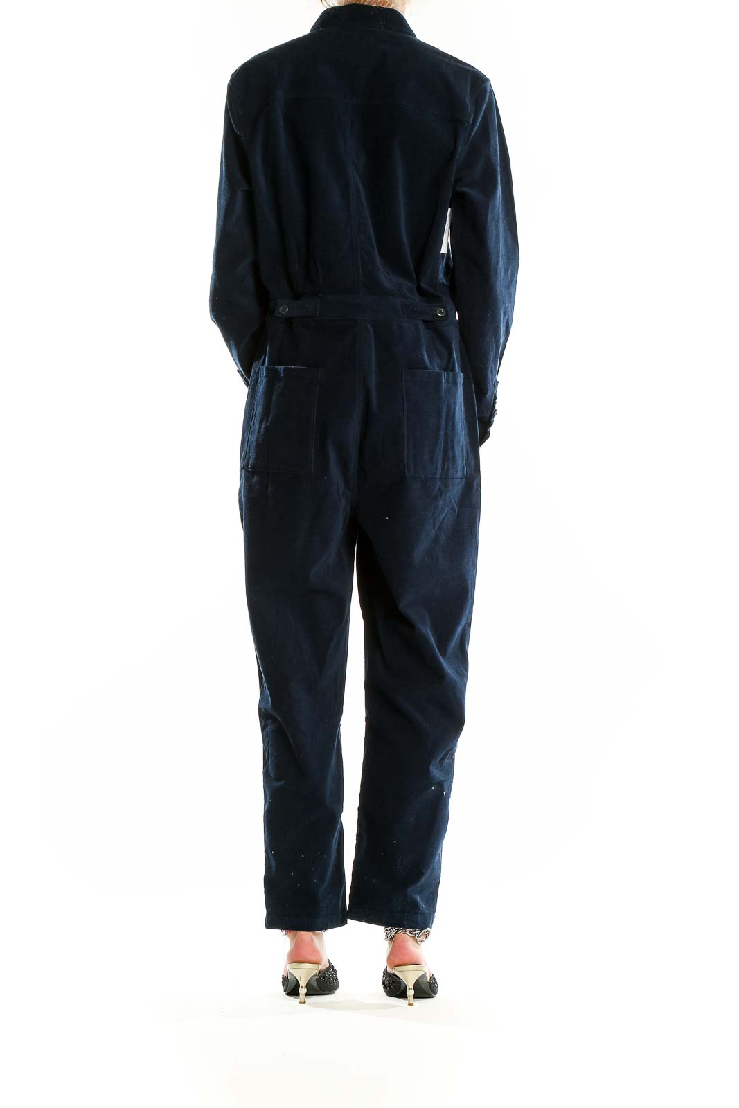 Navy Corduroy Long Sleeve Jumpsuit