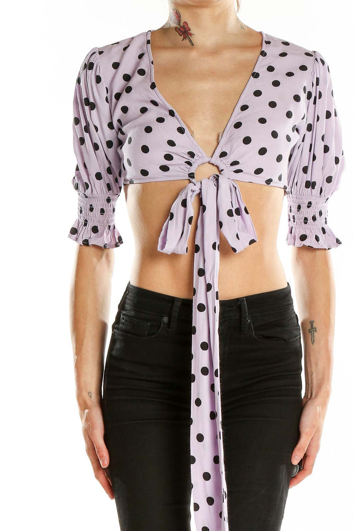 Purple Tie Polka Dot Crop Top